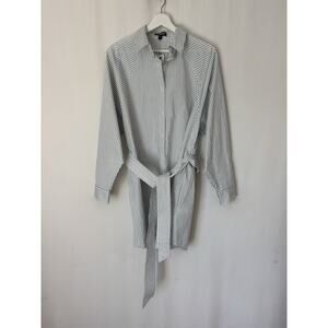 Express Portofino Button Up Shirt Small Striped White Blue Long Belted